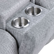 Fullar - Modular Console With Speaker & Cup Holder - Light Gary Chenille - R&R Furniture Gallery (Fountain Valley, CA)