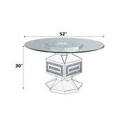 Noralie - 30" Dining Table - Clear Glass, Mirrored & Faux Diamonds - R&R Furniture Gallery (Fountain Valley, CA)