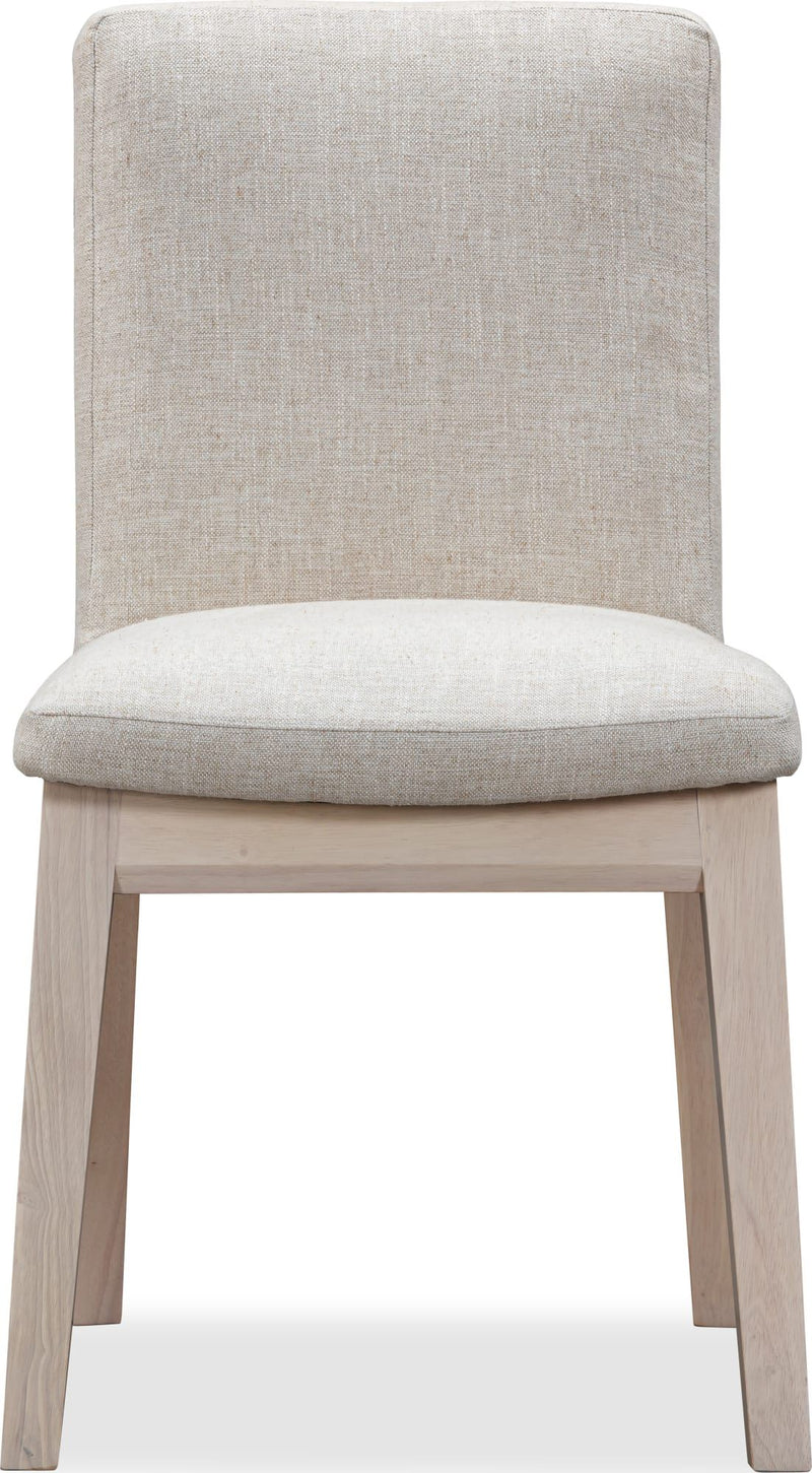 Liv Solid Wood Dining Chair in White Sand and Natural Linen