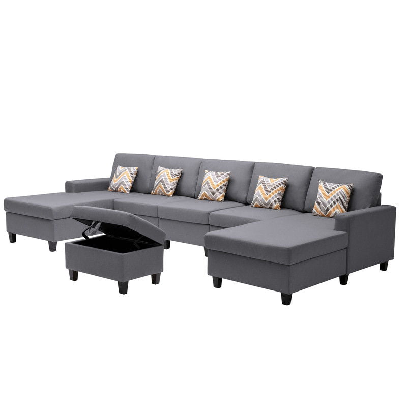 Nolan - Fabric 6 Piece Sectional Sofa With Pillows And Interchangeable Legs - R&R Furniture Gallery (Fountain Valley, CA)