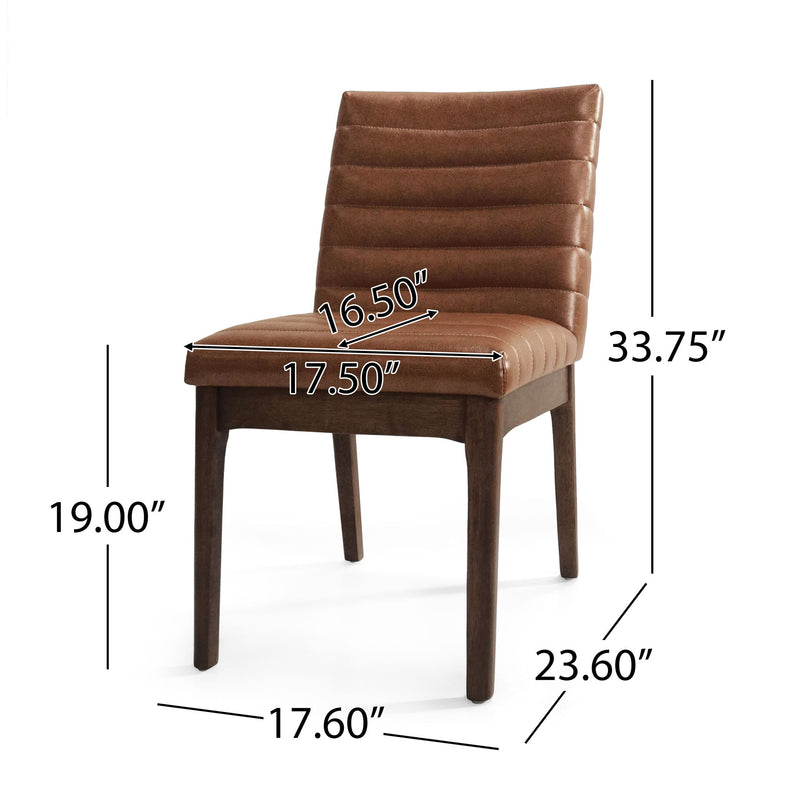 Set of two Noble House upholstered dining chairs with cushioned seats and rubber legs, showcasing modern design and comfort.