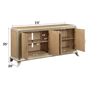 Dodie - Console Cabinet - Natural Oak Sunburst Pattern & Taupe Champaign - R&R Furniture Gallery (Fountain Valley, CA)