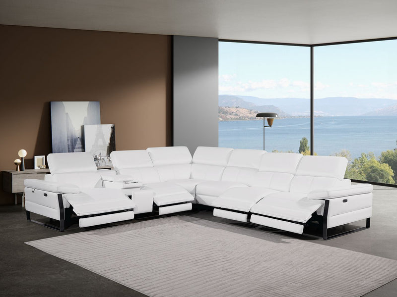 1246 - 7-Piece L-Shaped Modular Power Reclining Sectional With 4 Power Recliners And Power Headrests
