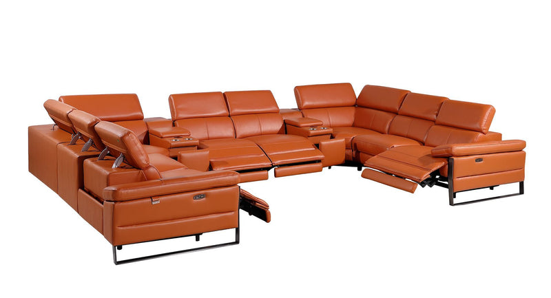 1246 - 10-Piece U-Shaped Modular Power Reclining Sectional With 4 Power Recliners And Power Headrests