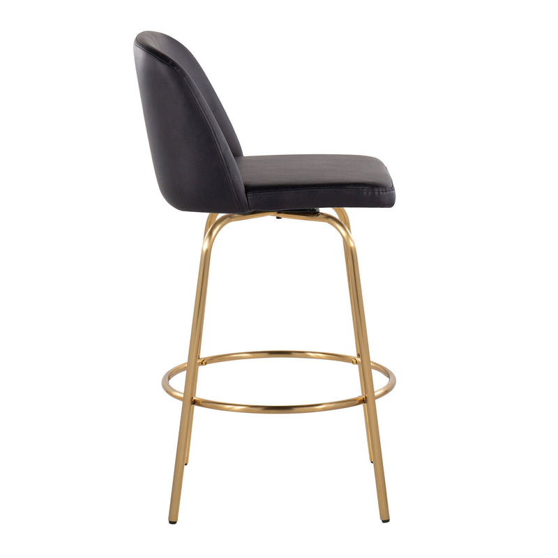 Toriano - Contemporary, Fixed Height Counter Stool With Swivel With Round Footrest (Set of 2) - R&R Furniture Gallery (Fountain Valley, CA)