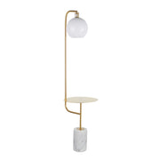 Lumi Source Symbol contemporary floor lamp with white marble side table, modern design, tall standing lamp with sleek style.