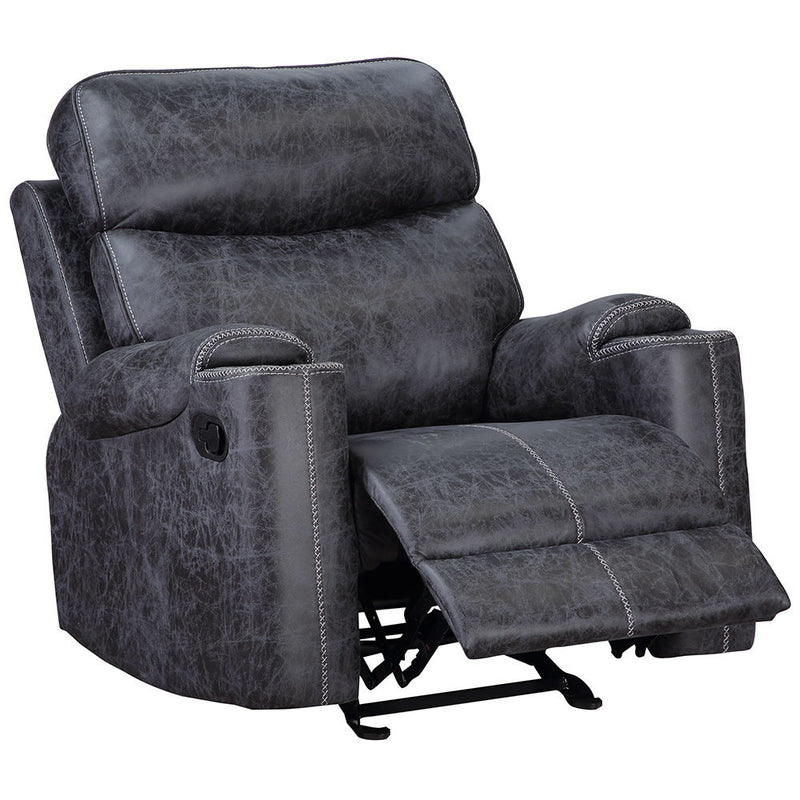 Hirah - Motion Glider Recliner - Dark Gray Polish Microfiber - R&R Furniture Gallery (Fountain Valley, CA)