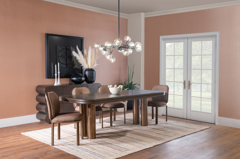 Mataranka Dining Chair in Giraffe Chenille and Brushed Golden Stainless Steel