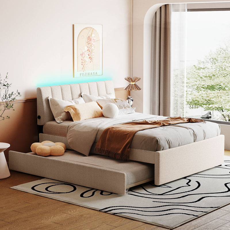 Upholstered Platform Bed With Trundle - R&R Furniture Gallery (Fountain Valley, CA)