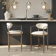 Artemis - Mixed Material Upholstered Counter Stool - Warm White - R&R Furniture Gallery (Fountain Valley, CA)