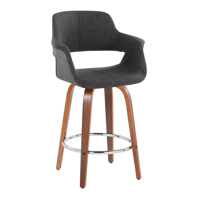Set of two Lumi Source Vintage Flair mid-century modern counter stools with swivel, round footrest, and fixed height.