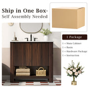Modern Bathroom Vanity With Rectangle Ceramic Sink, Soft Closing Doors - R&R Furniture Gallery (Fountain Valley, CA)