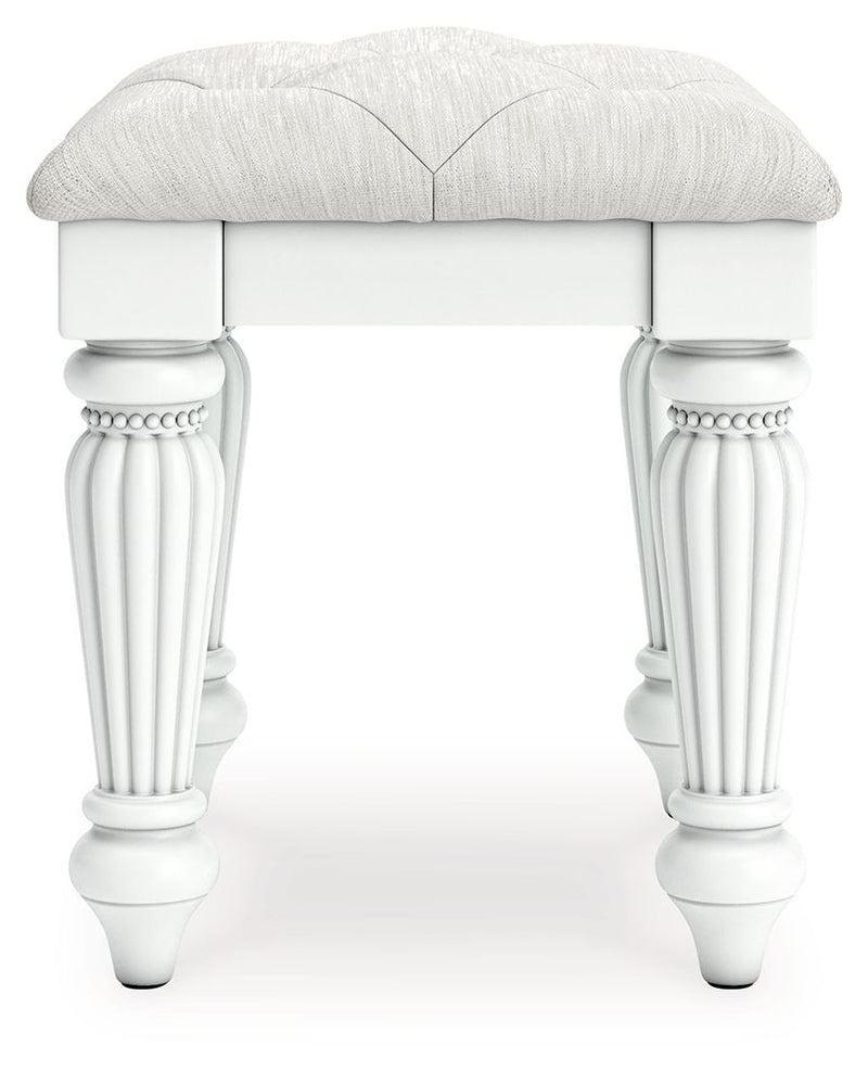 Kozlani - Vanity Upholstered Stool - White - R&R Furniture Gallery (Fountain Valley, CA)