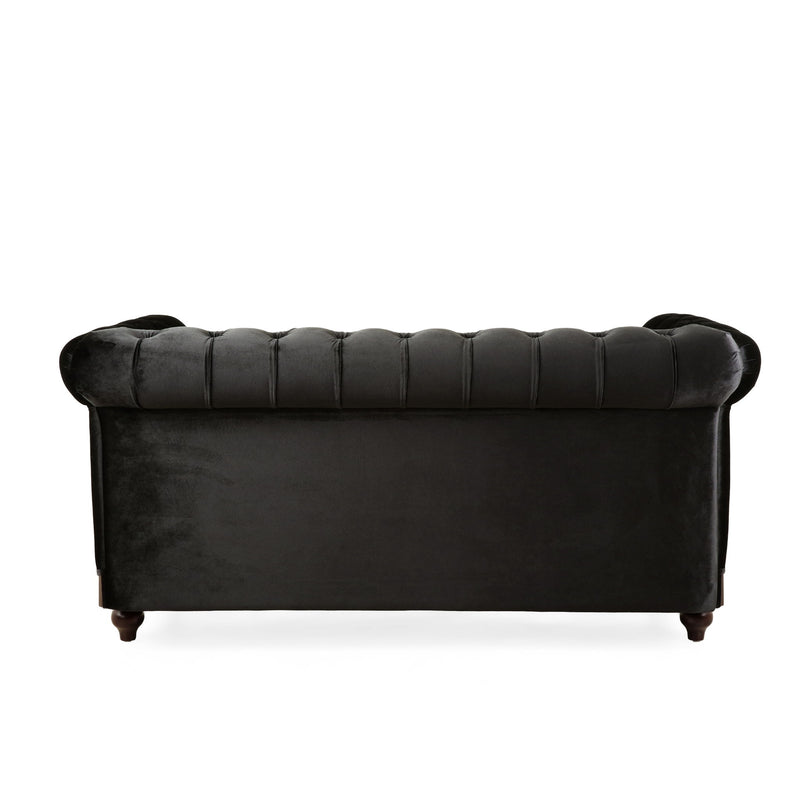 Chesterfield Loveseat Sofa, 2 Person Rolled Arm Upholstered Couch - R&R Furniture Gallery (Fountain Valley, CA)