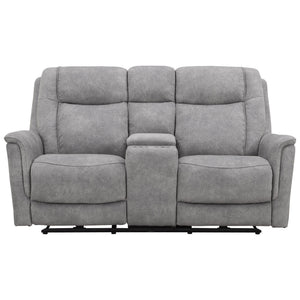 Linus - Zero Gravity Power Reclining Console Loveseat - Hudson Gray