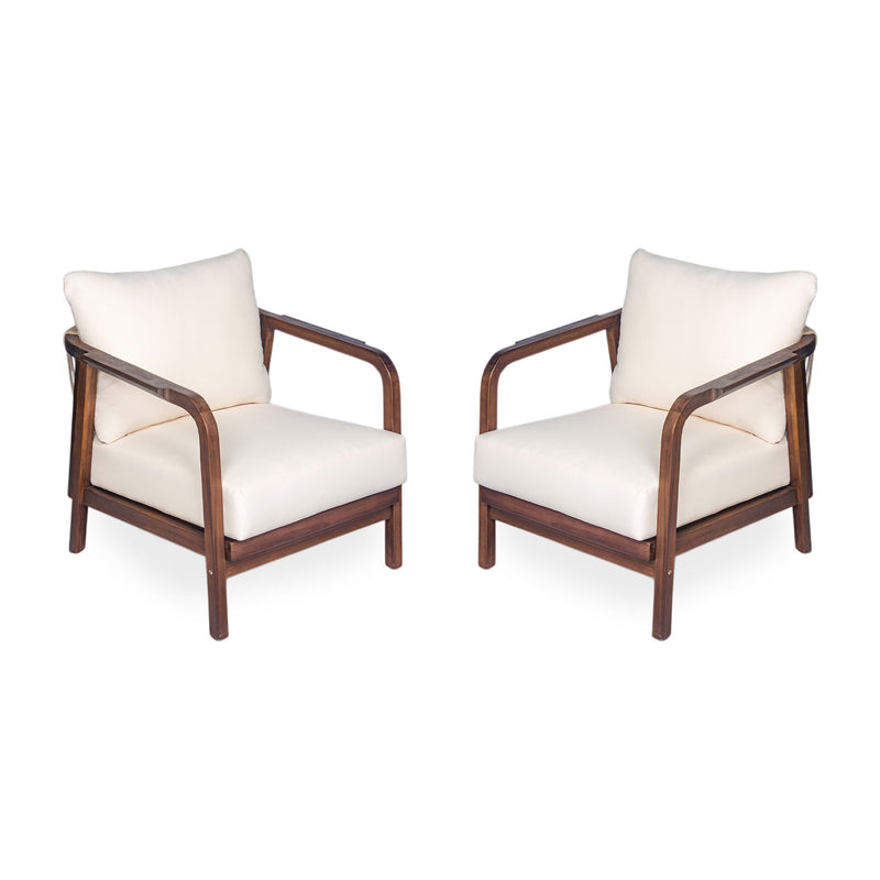 Outdoor Lounge Chair With Woven Backrest, Solid Wood Frame, Comfortable Cushions - R&R Furniture Gallery (Fountain Valley, CA)