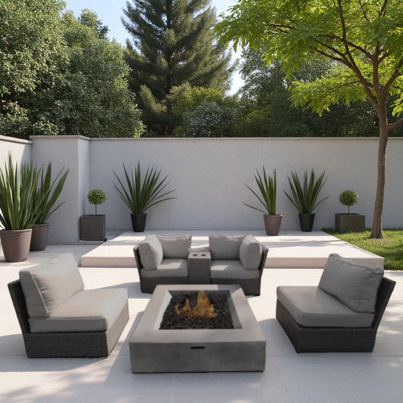 Contemporary Patio Seating Set With Fire Pit - R&R Furniture Gallery (Fountain Valley, CA)