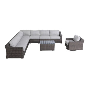Outdoor 7 Person Wicker Sectional Set With Cushions - Gray Mix