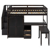 Loft Bed With Stairs, Bookshelf, Drawers, Desk & Wardrobe, Space Saving Multifunctional Furniture - R&R Furniture Gallery (Fountain Valley, CA)