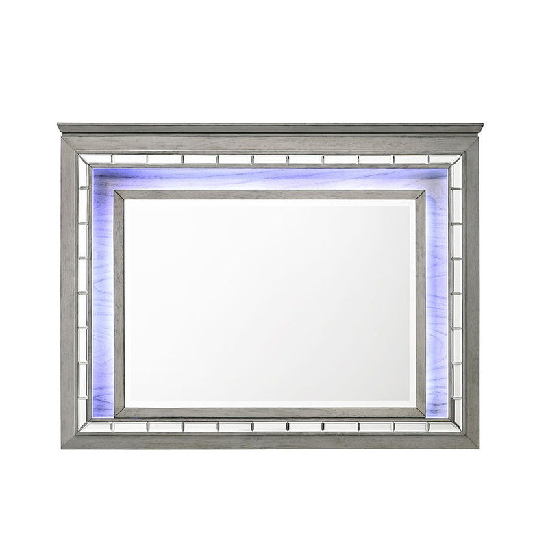 Antares - Mirror With LED - Light Gray Oak - R&R Furniture Gallery (Fountain Valley, CA)