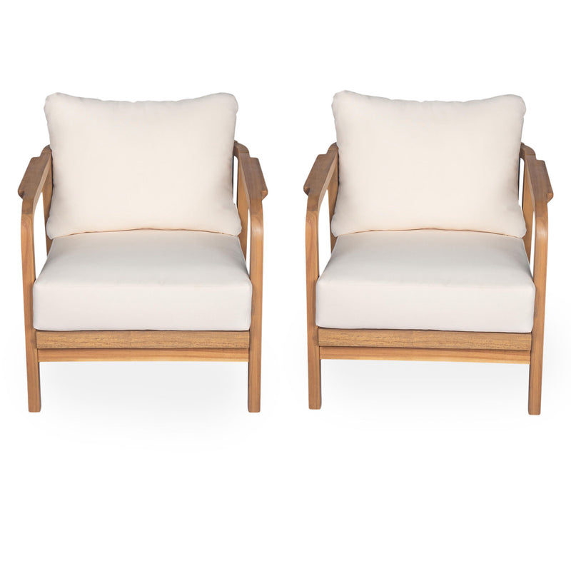 Outdoor Lounge Chair With Woven Backrest, Solid Wood Frame, Comfortable Cushions - R&R Furniture Gallery (Fountain Valley, CA)