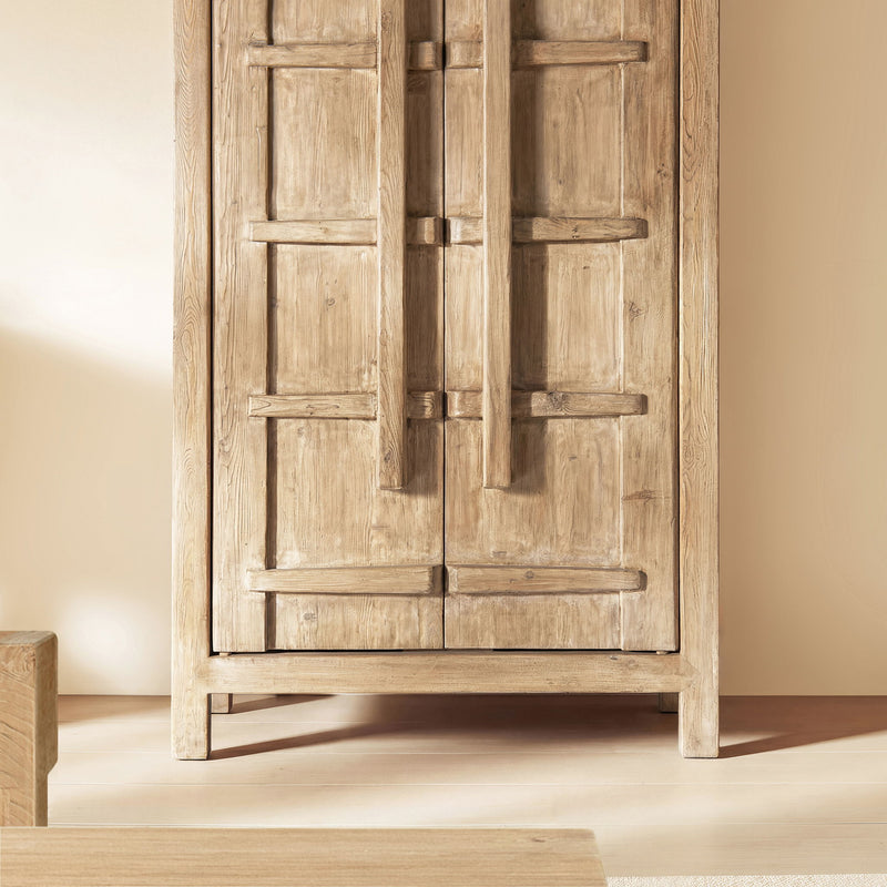 Jennifer Taylor Home Rowan accent storage cabinet with double doors in natural finish, showcasing a stylish and functional furniture piece.