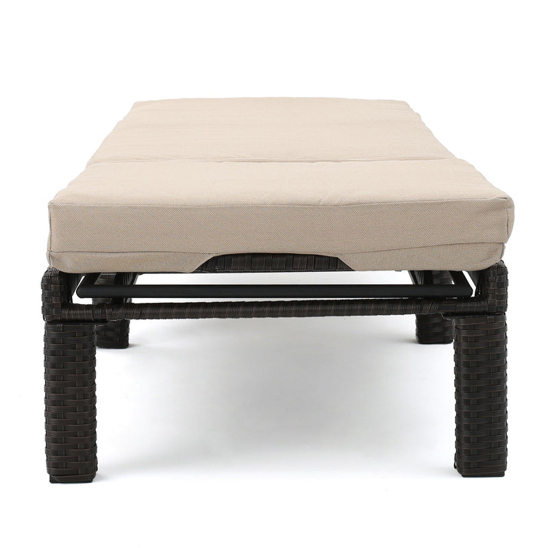 Puerta - Chaise Lounge Frame Cushion Outdoor Wicker Iron - Beige / Dark Brown - R&R Furniture Gallery (Fountain Valley, CA)