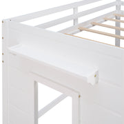 DreamHaus loft bed with integrated cabinet and shelf, featuring a sturdy wooden frame and space-saving design for bedrooms.