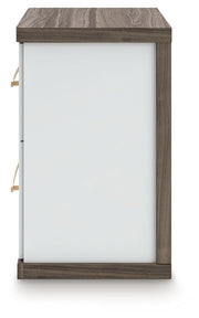 Kendanport - Two Drawer Night Stand - Brown / White - R&R Furniture Gallery (Fountain Valley, CA)
