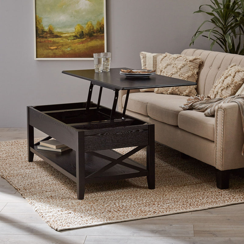 Decatur - Farmhouse Lift Top Coffee Table With Storage - Black / Ash - R&R Furniture Gallery (Fountain Valley, CA)