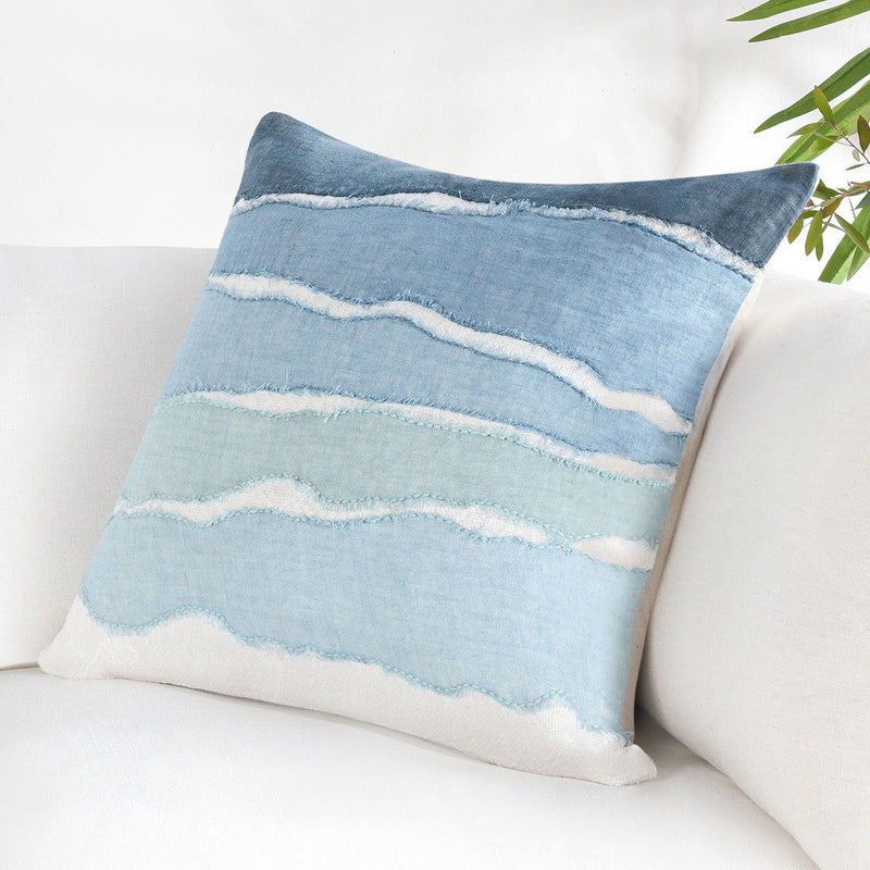 Classic Home Bikram accent pillow in Capri Blue Multi with vibrant geometric pattern on soft fabric.