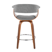 Pair of Lumi Source Vintage Mod mid-century modern fixed height counter stools with swivel and round footrest, set of two.