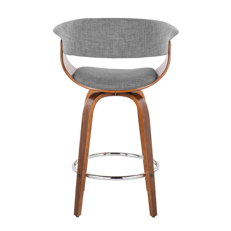 Pair of Lumi Source Vintage Mod mid-century modern fixed height counter stools with swivel and round footrest, set of two.