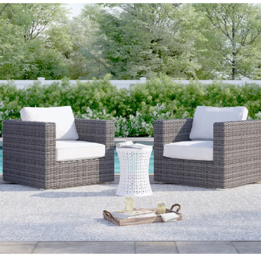 Outdoor Armchairs With Cushions (Set of 2) - Espresso / Gray - R&R Furniture Gallery (Fountain Valley, CA)