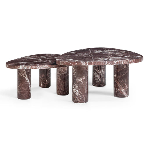 Libby - 2-Piece Faux Marble Nesting Coffee Table Set - Red Levanto - R&R Furniture Gallery (Fountain Valley, CA)