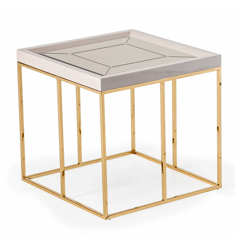 Carmela - Side Table - Shimmer Ivory - R&R Furniture Gallery (Fountain Valley, CA)