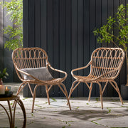Noble House Monsoon outdoor accent chair with open weave design, featuring a stylish and comfortable patio seating option.