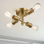 Ephemeral - 4 Lights Semi Flush Mount Ceiling Pendant - Antique Brass / Clear / Gold - R&R Furniture Gallery (Fountain Valley, CA)