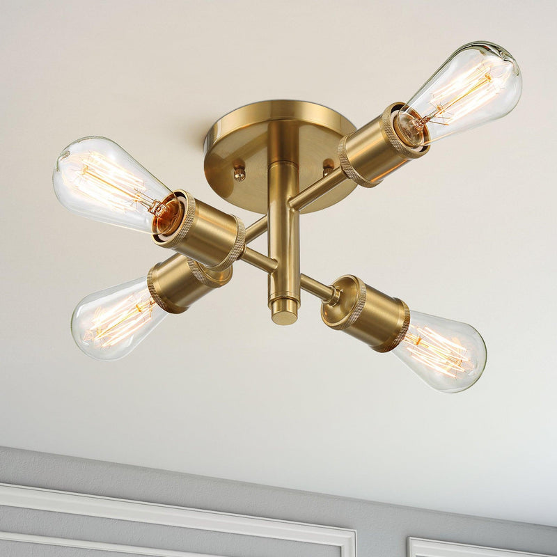 Ephemeral - 4 Lights Semi Flush Mount Ceiling Pendant - Antique Brass / Clear / Gold - R&R Furniture Gallery (Fountain Valley, CA)