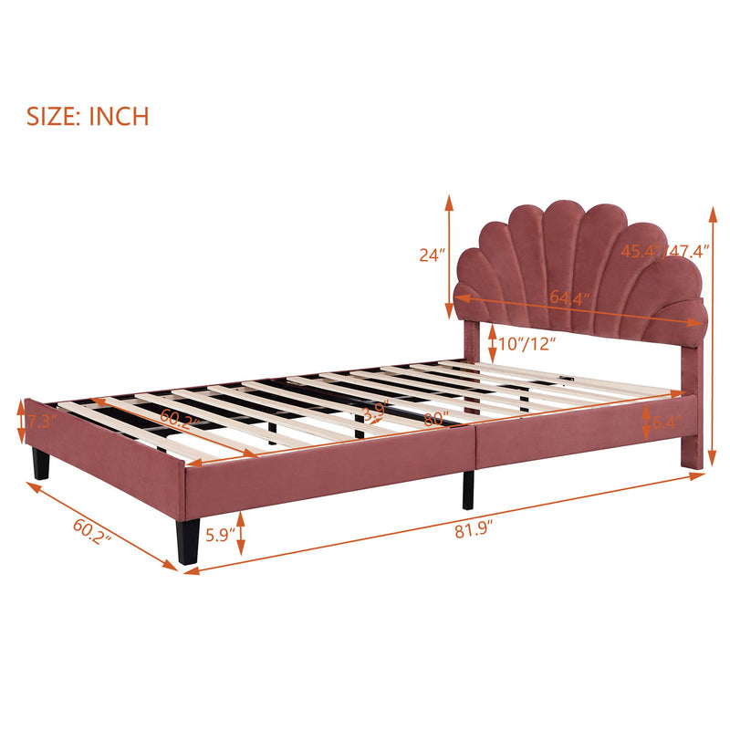 Upholstered Platform Bed With Flower Pattern Headboard - R&R Furniture Gallery (Fountain Valley, CA)
