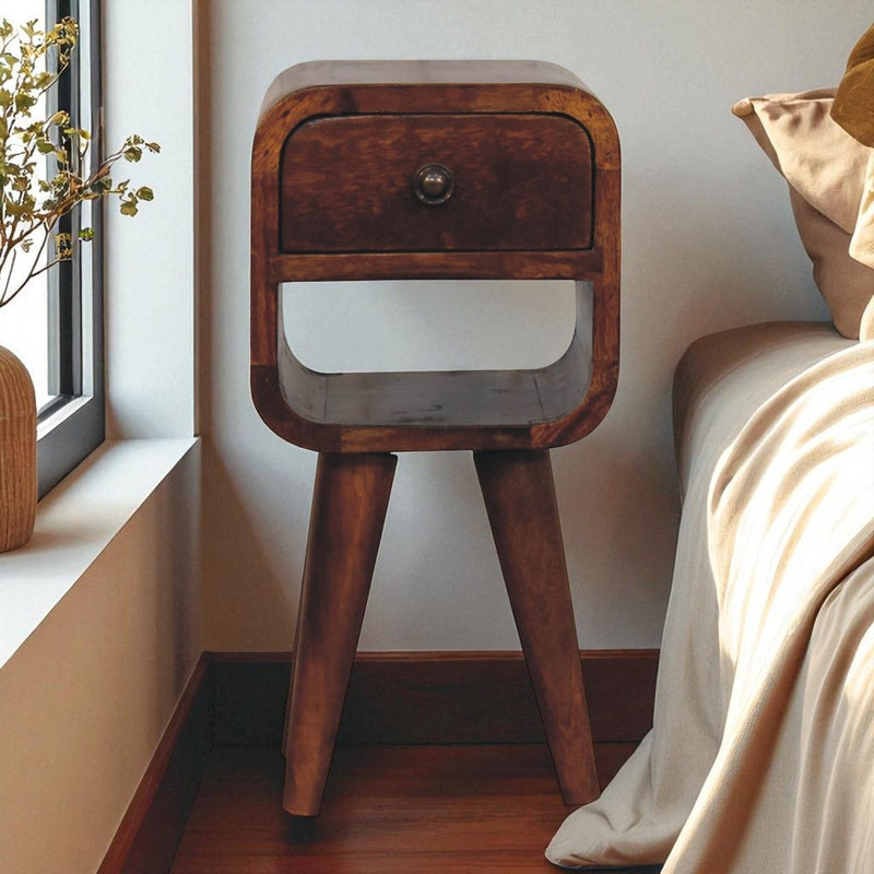 Mini California Curved Nightstand Wth Lower Slot - R&R Furniture Gallery (Fountain Valley, CA)