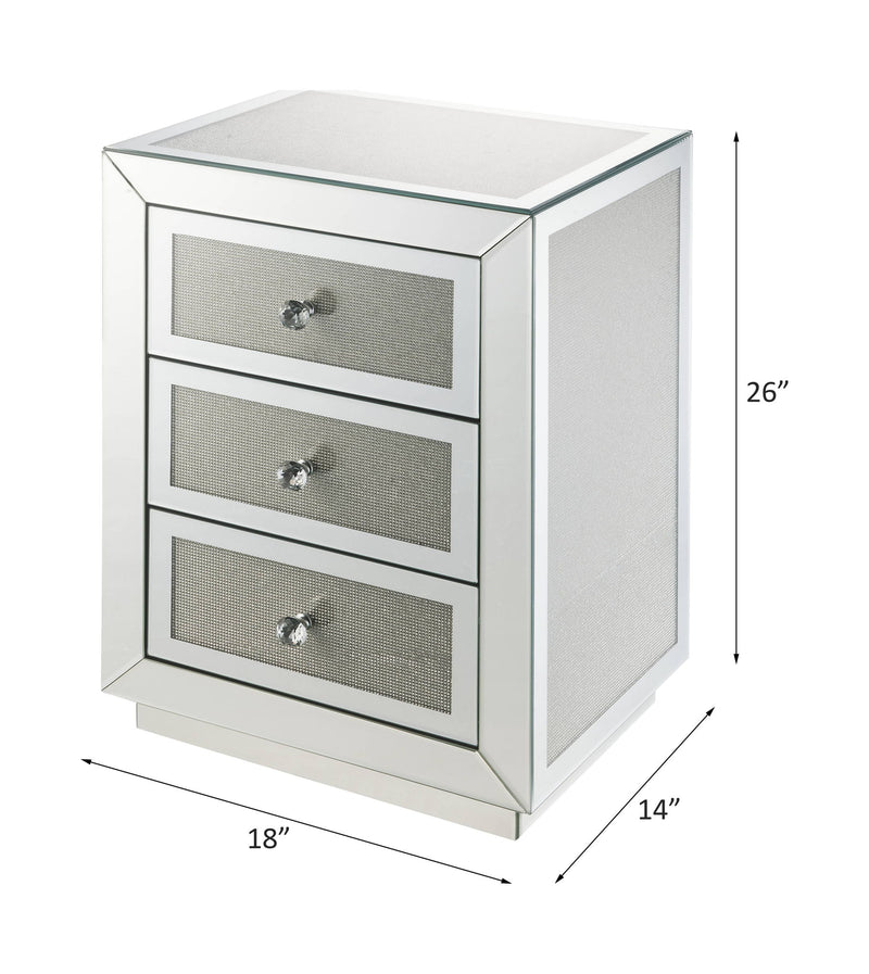 Noralie - 18" X 14" Accent Table - Mirrored & Faux Diamonds - R&R Furniture Gallery (Fountain Valley, CA)