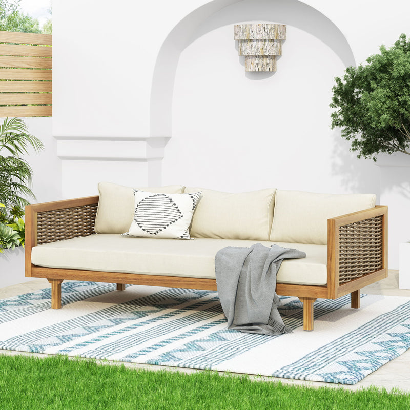 Claremont - 3 Seater Daybed Teak Acacia Wood Water Resistant Cushions - R&R Furniture Gallery (Fountain Valley, CA)