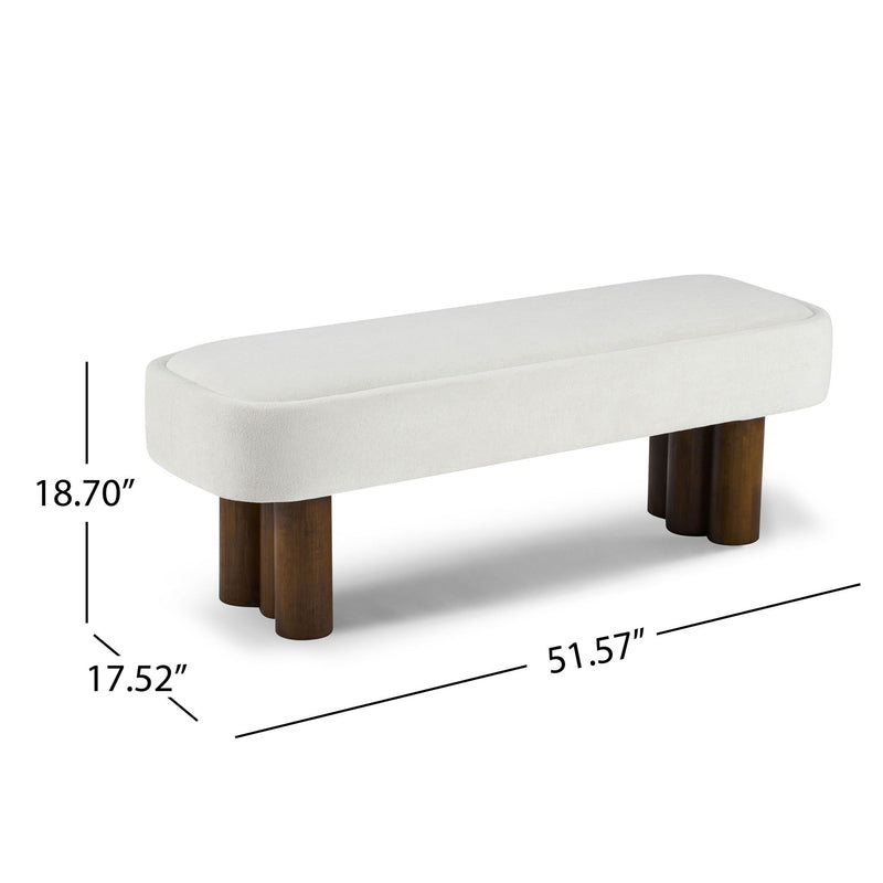 Indoor upholstered dining bench by Noble House with padded seat and wooden legs, ideal for modern dining rooms