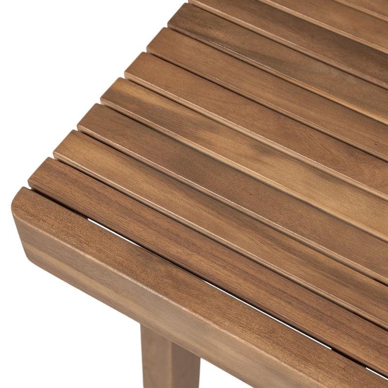 Noble House 5-piece outdoor patio furniture set with acacia wood table and four heavy-duty cushioned chairs for outdoor seating.