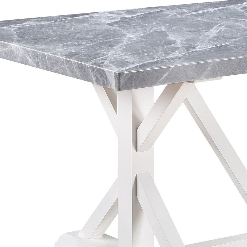 Hollyn - Dining Table With Engineered Stone Top - Engineered Stone & White - R&R Furniture Gallery (Fountain Valley, CA)