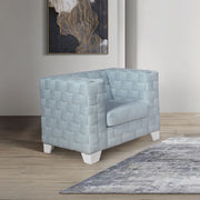 Saree - Chair - Light Teal Chenille & White - R&R Furniture Gallery (Fountain Valley, CA)