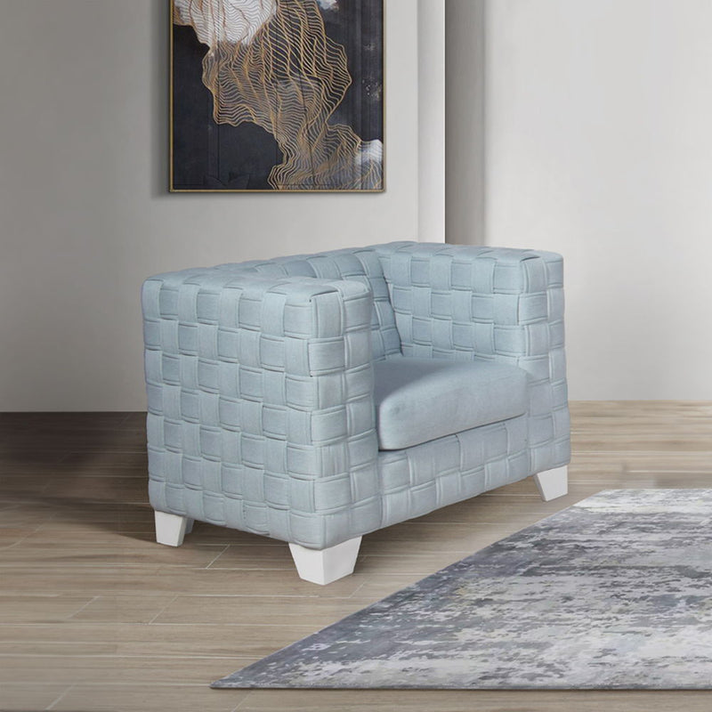 Saree - Chair - Light Teal Chenille & White - R&R Furniture Gallery (Fountain Valley, CA)