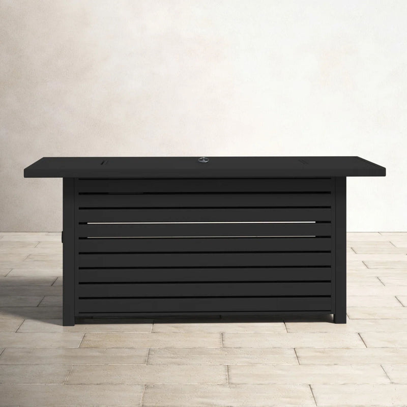 Propane / Gas Outdoor Fire Pit Table With Lid Durable Construction - Black - R&R Furniture Gallery (Fountain Valley, CA)