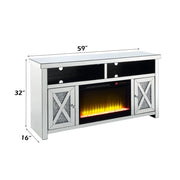 Noralie - 32" TV Stand With Fireplace - Mirrored & Faux Diamonds - R&R Furniture Gallery (Fountain Valley, CA)